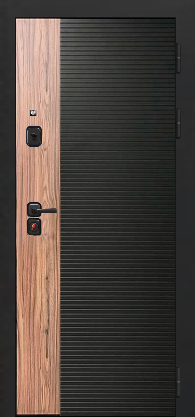 Экстерьер: ВХОДНАЯ ДВЕРЬ OIKO ACOUSTIC ART BLACK/WOOD/DIM I-10 ANGEL MATT