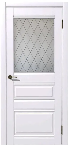 Межкомнатная дверь Гамма ПО/Сатинат рисунок Ромб, Винил белый